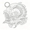 ocean waves and cancer celestial themed tattoo tattoo design idea