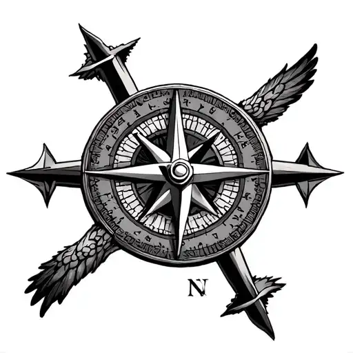 gabriell arcangel compass discovery catholic cross tattoo design idea