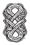 infinity symbol intertwined with words serenity courage wisdom  tattoo design idea