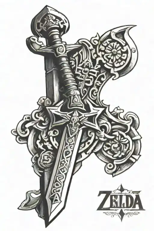 The Legend Of Zelda master sword tattoo design idea