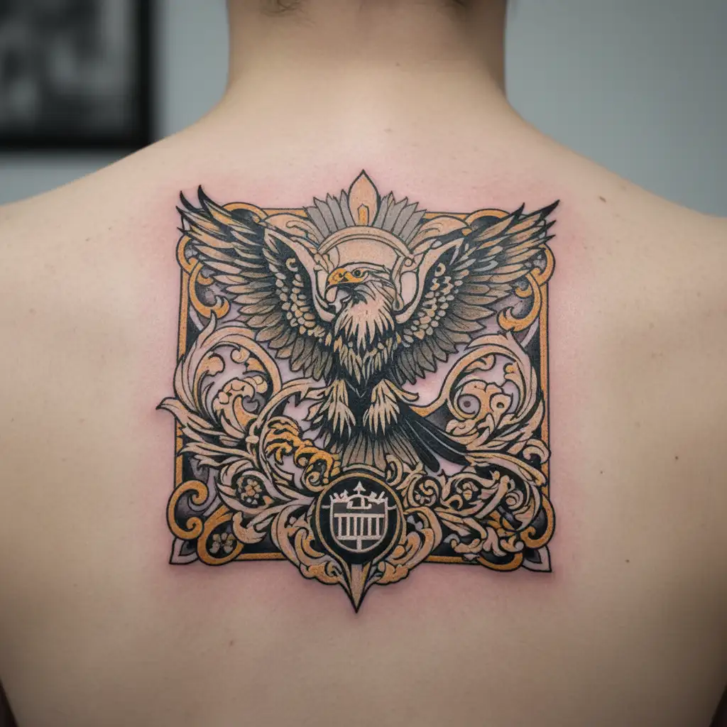 Serbian eagle fighting tattoo design idea