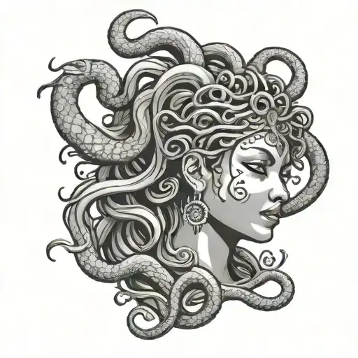African medusa goddess tattoo design idea