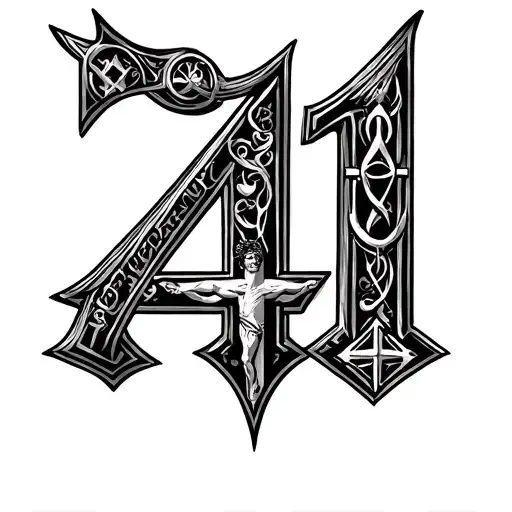Number 41 with Christian symbols incorporated tattoo design idea