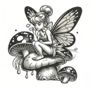 tinker bell on a mushroom  tattoo design idea