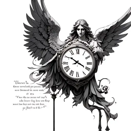 angel of protection, bible scripture, clock tattoo design idea