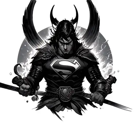 samurai Superman tattoo design idea