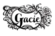 the name, Gracie, G and a fancy calligraphy thought with filigree incorporated in the design to give it a elegant  look tattoo design idea