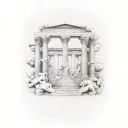 greek statues and architecture  tattoo design idea