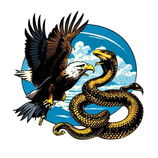 eagle and snake fighting each other tattoo design idea