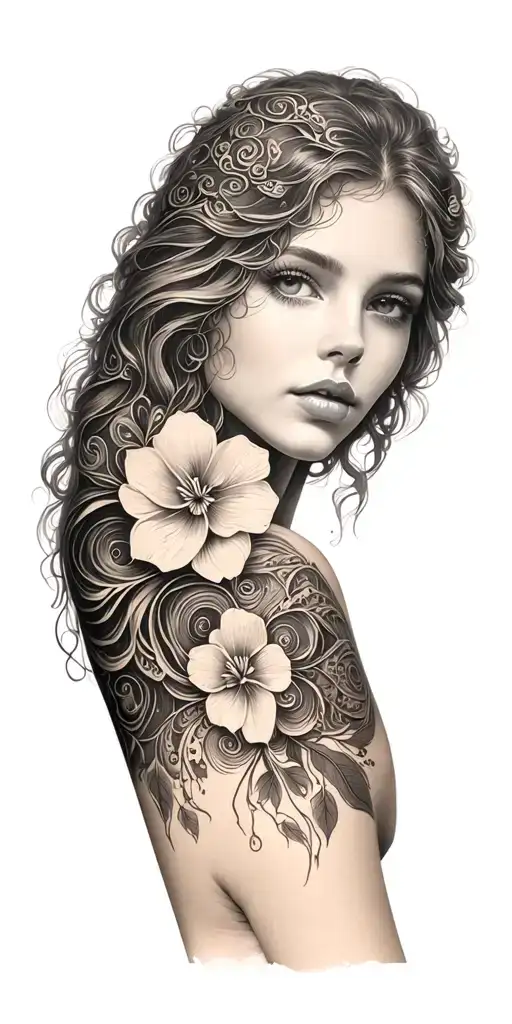 tooled leather sleeve tattoo design idea