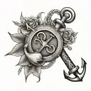 anchor with an area to add text 'grandpa' and a infinity sign  tattoo design idea