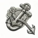 anchor with an area to add text 'grandpa' and a infinity sign  tattoo design idea