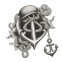 anchor with an area to add text 'grandpa' and a infinity sign  tattoo design idea