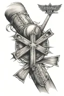 baseball seams wrapped around arm with a cross tattoo design idea