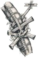 baseball seams wrapped around arm with a cross tattoo design idea