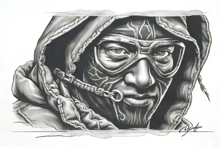 ski mask tattoo design idea