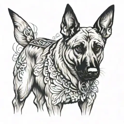 malinois dog tattoo design idea