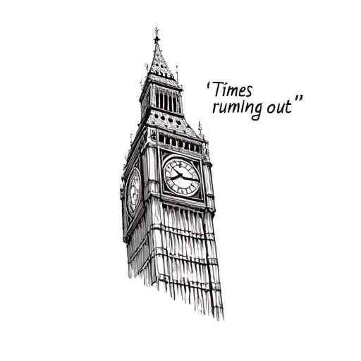 "Times running out" big ben tattoo design idea