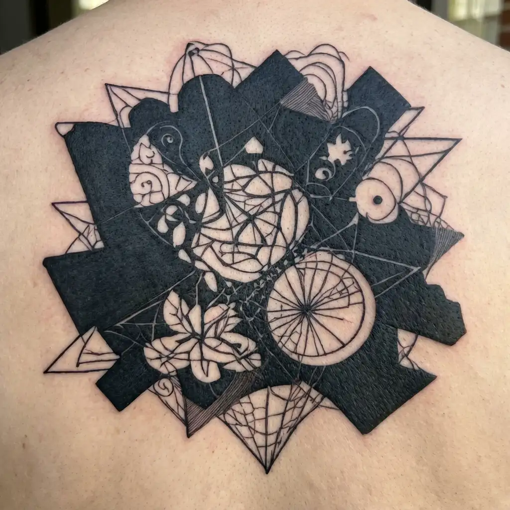 An abstract design symbolizing the interconnectedness of love, sex, and creativity tattoo design idea