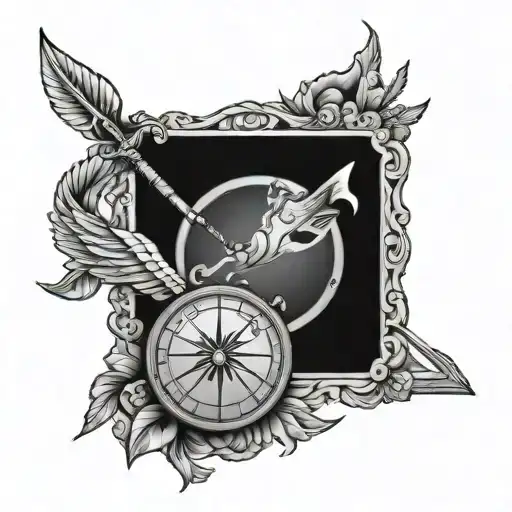 romania Dial with inside zodiac sign Sagittarius arrow tattoo design idea