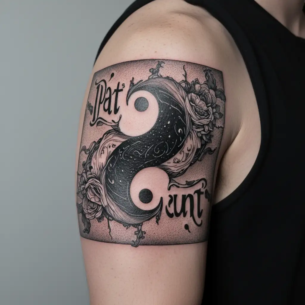"Pat’s a cunt" Yin Yang simple tattoo design idea