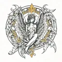 arc Angel stencil tattoo design idea