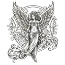 arc Angel stencil tattoo design idea