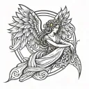 arc Angel stencil tattoo design idea