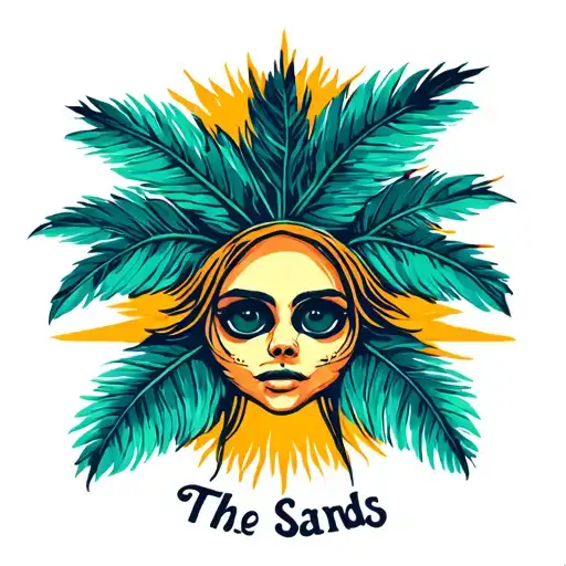 The sun palm sands and letters aaa tattoo design idea