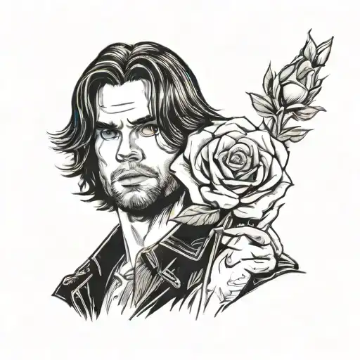 bucky barnes holding a rose tattoo design idea