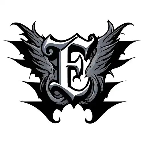 the letter E three times with a protector tattoo design idea