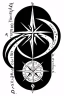 web of wyrd connected to vegvisir viking compass with the phrase patientia ad accipiendum, fortitudo ad perficiendum tattoo design idea