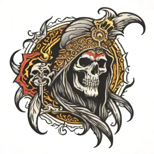Indian grim reaper death seal tattoo design idea