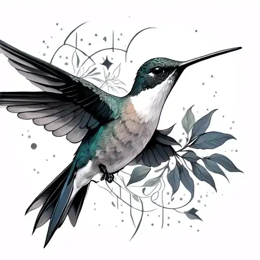Dawn, hummingbird, Sagittarius tattoo design idea