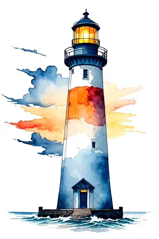 Lighthouse stormy condition tattoo design idea