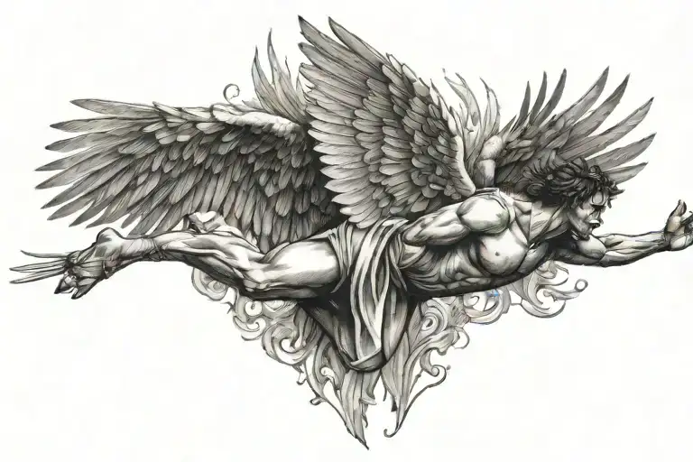 Icarus falling tattoo design idea