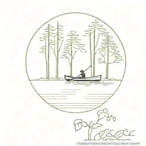 rowing boat in the middle of trees with no people posing tattoo design idea