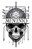memento mori text with circuit board tattoo design idea
