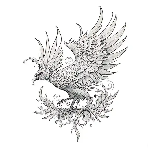 Phoenix with aa sobriety design tattoo design idea