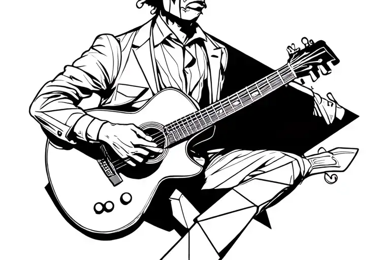 puppet master playing guitar tattoo design idea