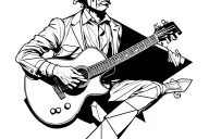 puppet master playing guitar tattoo design idea