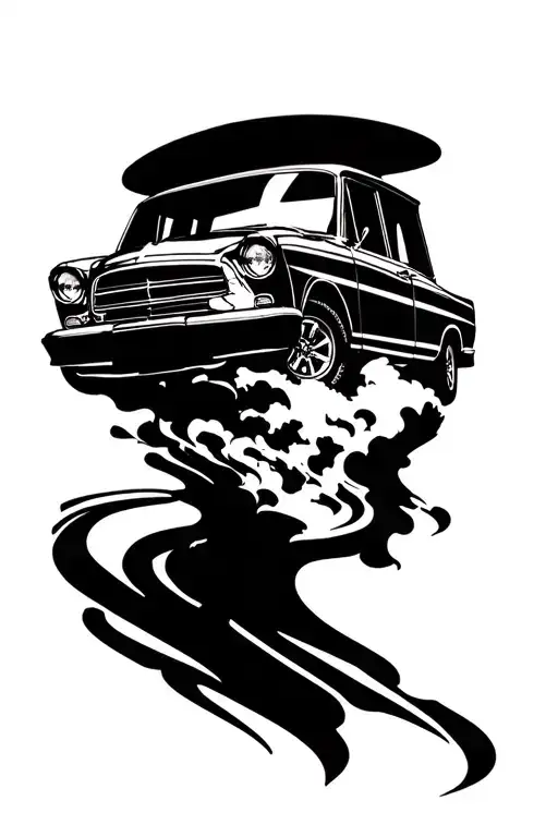 car drifting tattoo design idea