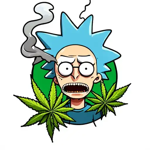 ricky morty smoking weed tattoo design idea
