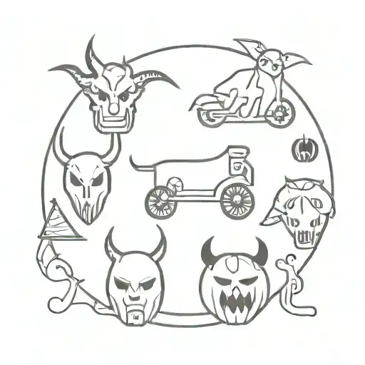 Design that incorporates portland, Adelaide, roller derby, devil, champs and halloween tattoo design idea