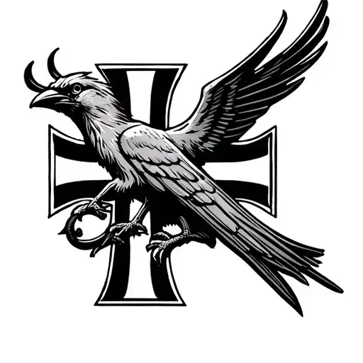 st George's cross with a throstle bird tattoo design idea