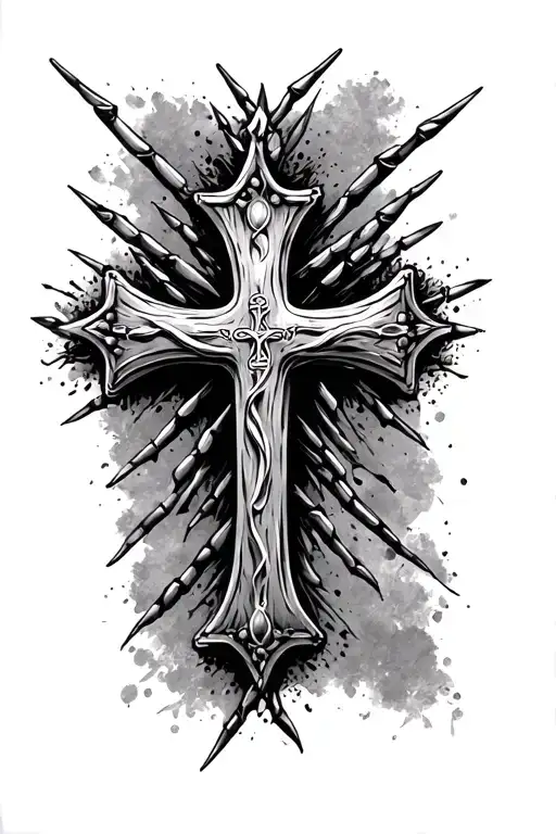 religious cross made from nails with John 3 16  tattoo design idea