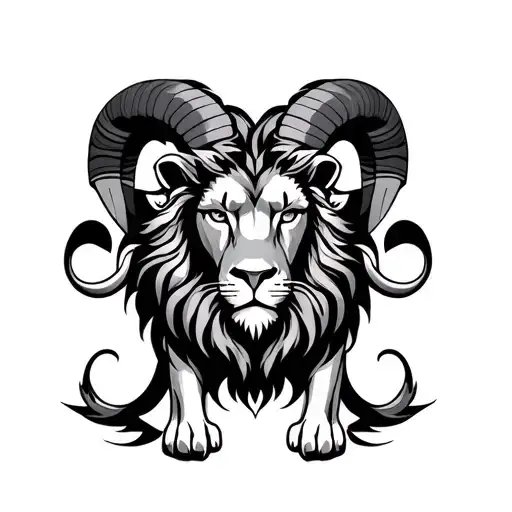 aries ram leo lion combined tattoo design idea
