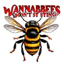 "Wannabees don’t sting " crazy bee attack pose tattoo design idea