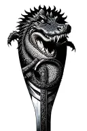 alligator samurai sword tattoo design idea