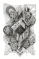 geometric thin lines and numbers tattoo design idea